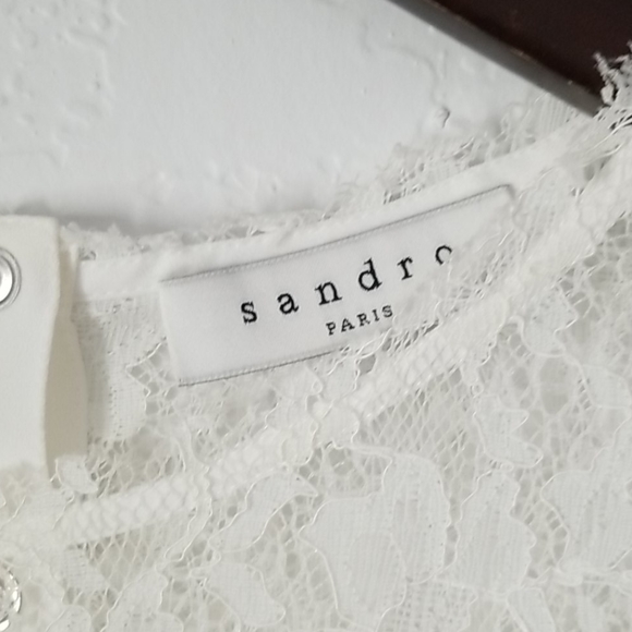 Sandro white lace long sleeve mini  dress - Picture 7 of 10